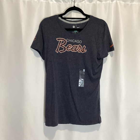1257. Women's Nike Chicago Bears T-Shirt Blue & Orange NWT Large - Picture 1 of 2